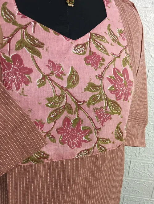 Kantha Cotton Kurtis KC12 - peachy pink 