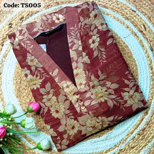 Tissue silk kurti/ TS005- Chocolate Brown 