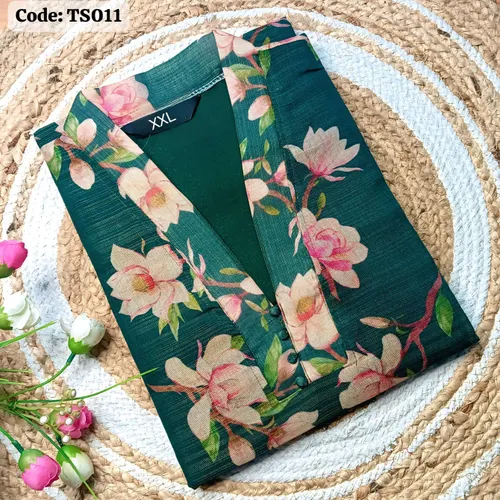 Tissue silk kurti / TS011-Bottlegreen