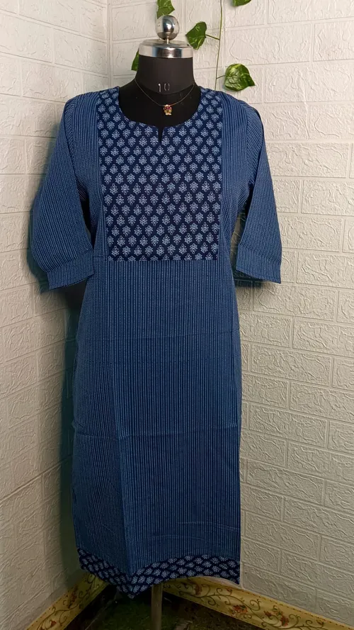 Kantha Cotton Kurtis KC13 - indigo blue 
