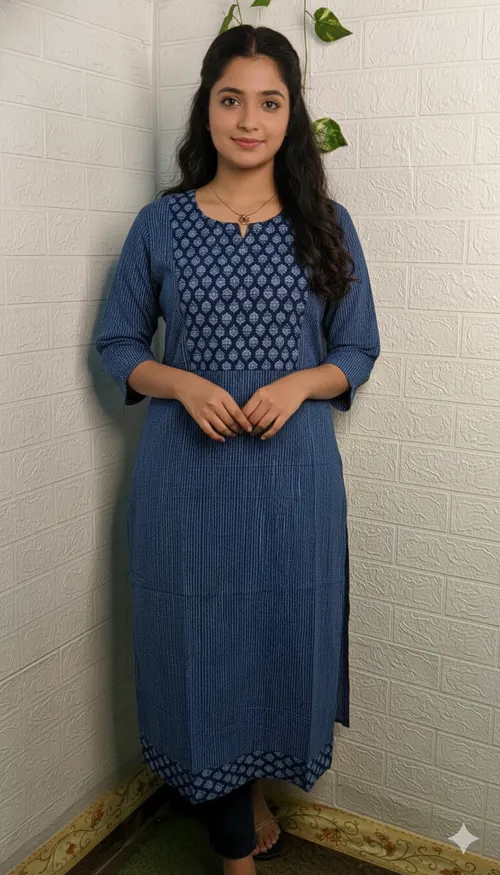 Kantha Cotton Kurtis KC13 - indigo blue 