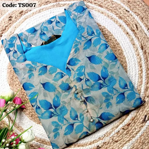 Tissue silk kurti / TS007- Skyblue