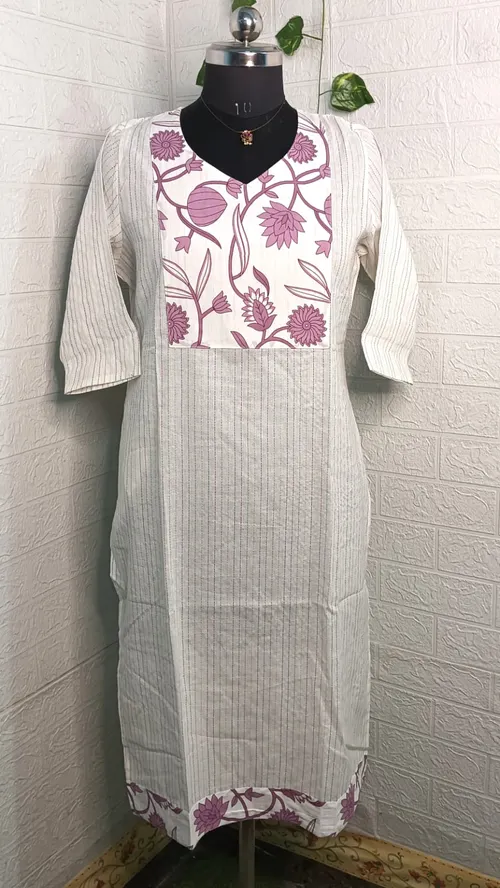 Kantha Cotton Kurtis KC03 - off-white 
