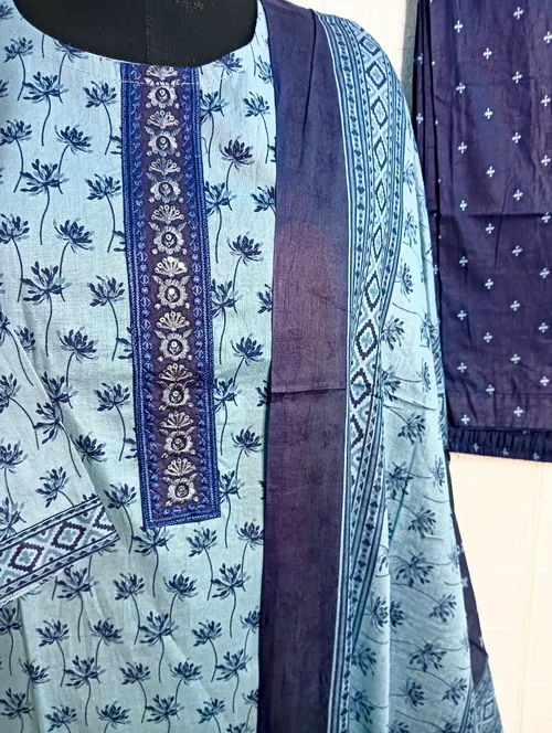Premium cotton 3pc set/ SET009 - Steel blue colour 
