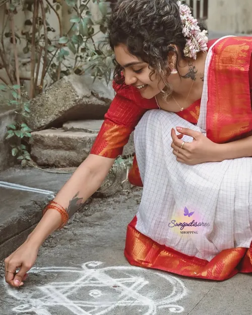 Rashmika inspired elephant border saree