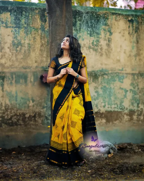 Mustard with black kolangal printed