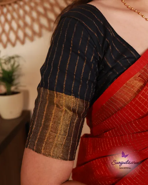 Red with black blouse sungudi Tissue