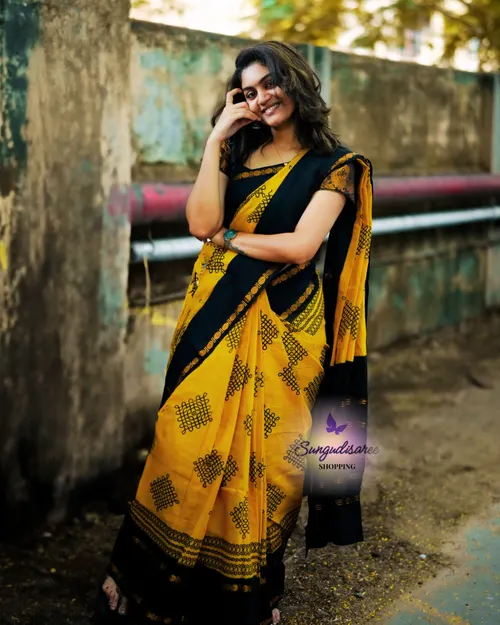 Mustard with black kolangal printed