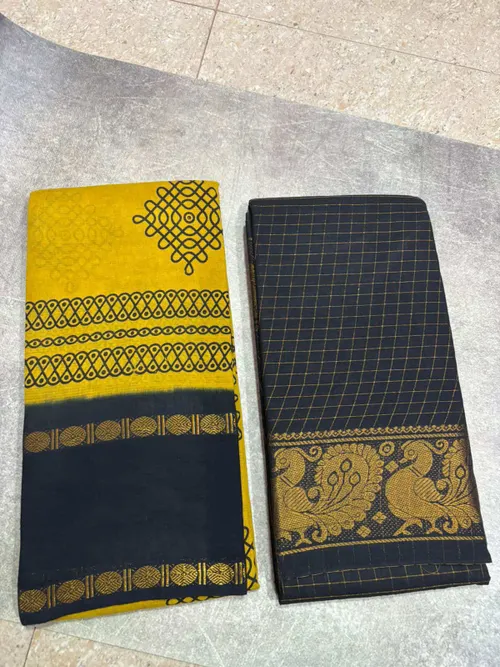 Mustard with black kolangal printed