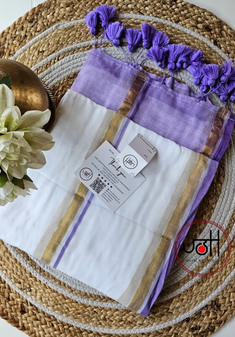 Violet Onam Mul Cotton Saree - VMC111